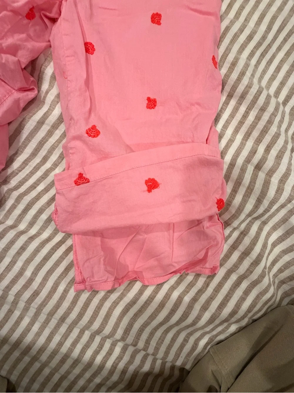 GAP Pink Pajama Bottoms with Red Heart Motif